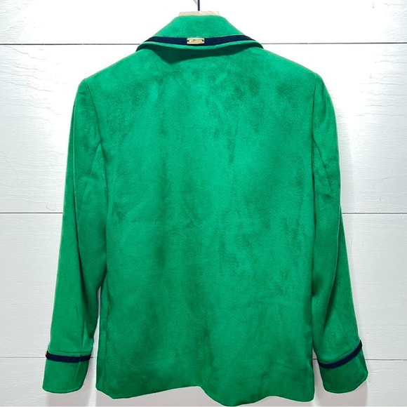St. John Sport by Marie Gray • Emerald Faux Suede Gold Button Blazer - Picture 8 of 8